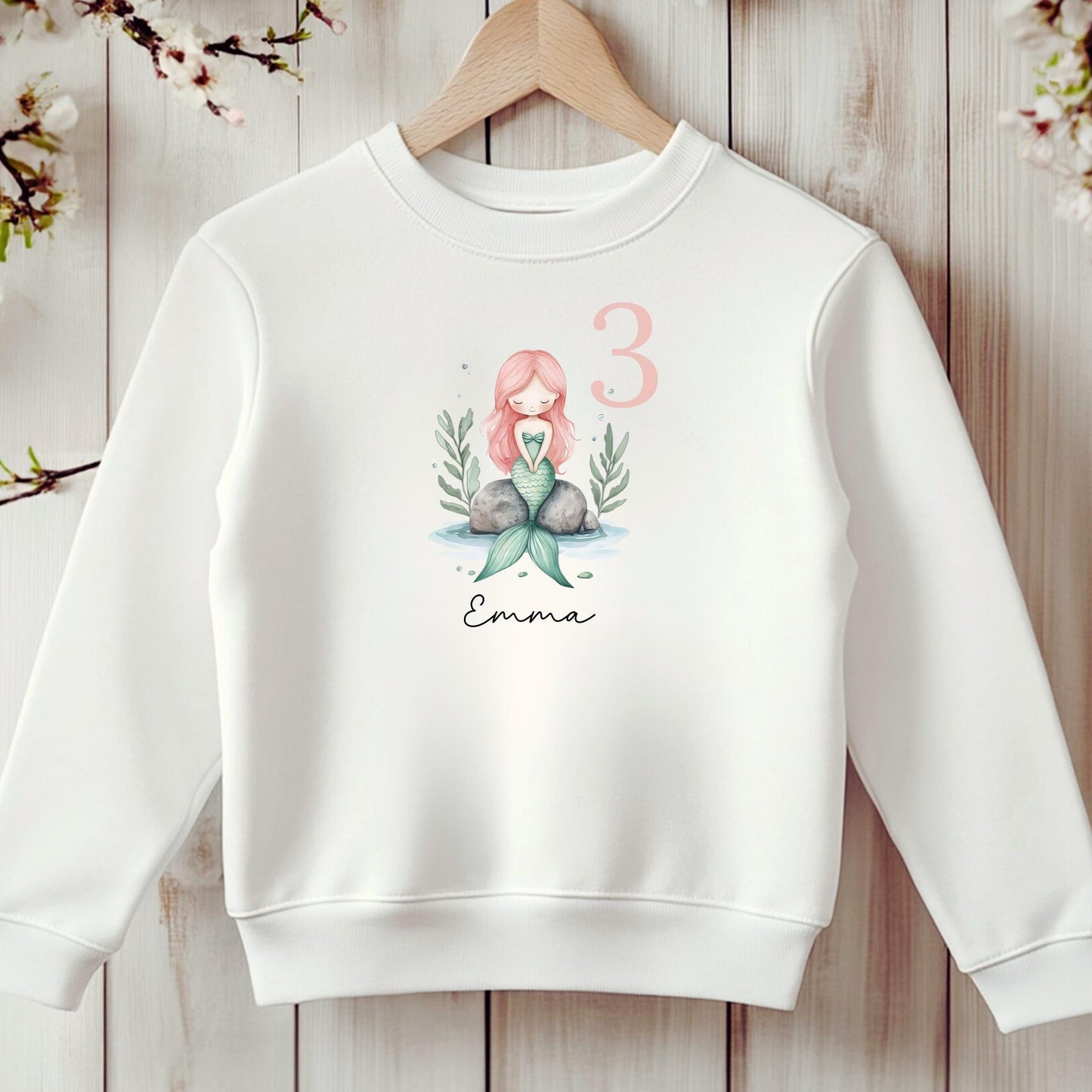 Bügelbild Meerjungfrau Personalisiert – 2 Größen für Kinderkleidung & DIY - B 10cm x H 14cm-B 15cm x H 21cm -Eternity