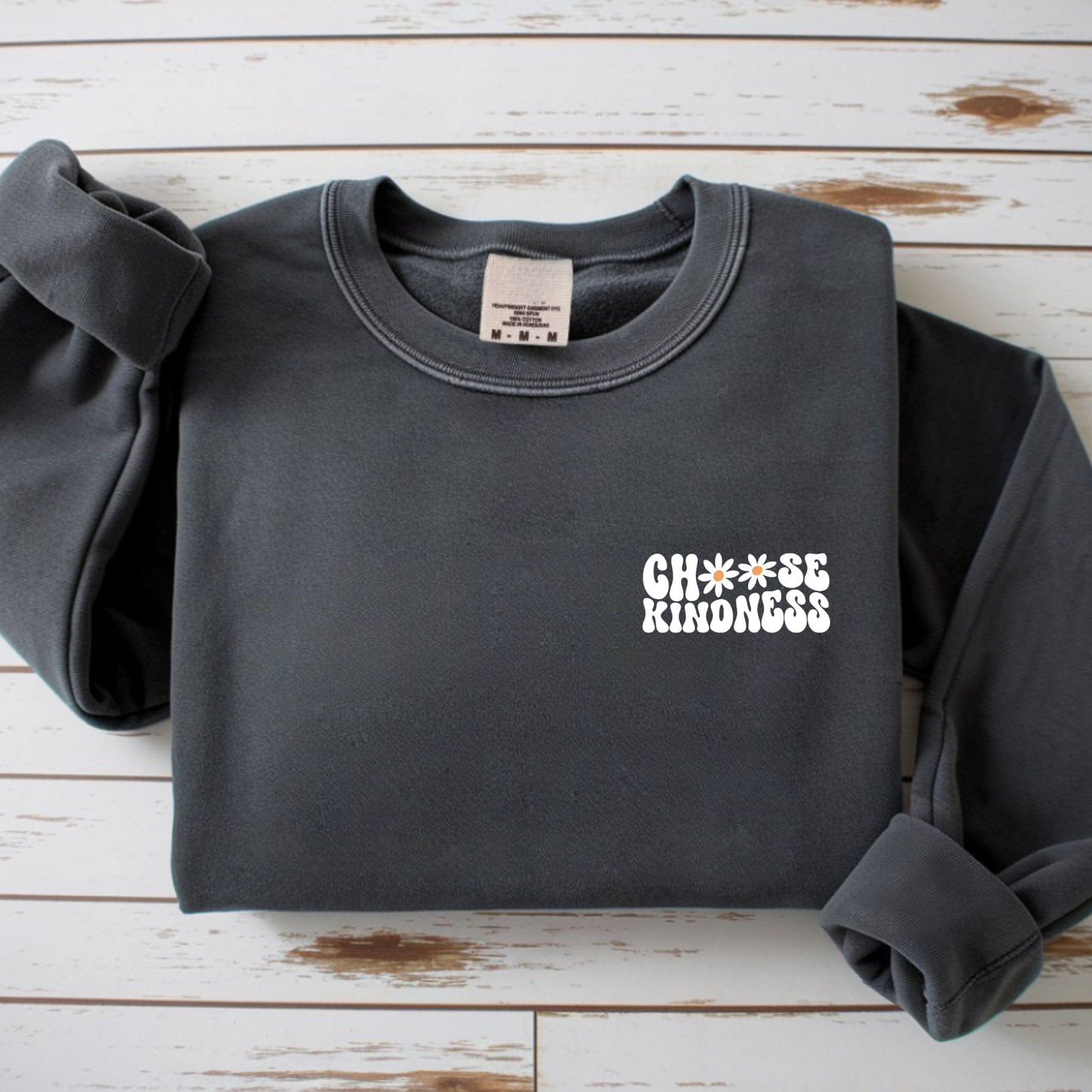 Bügelbild mit Schriftzug "Choose Kindness" im Retro-Stil zum Aufbügeln