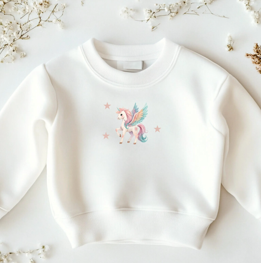 Bügelbild Einhorn Pegasus Pastell Rosa Blau Klein Kinder