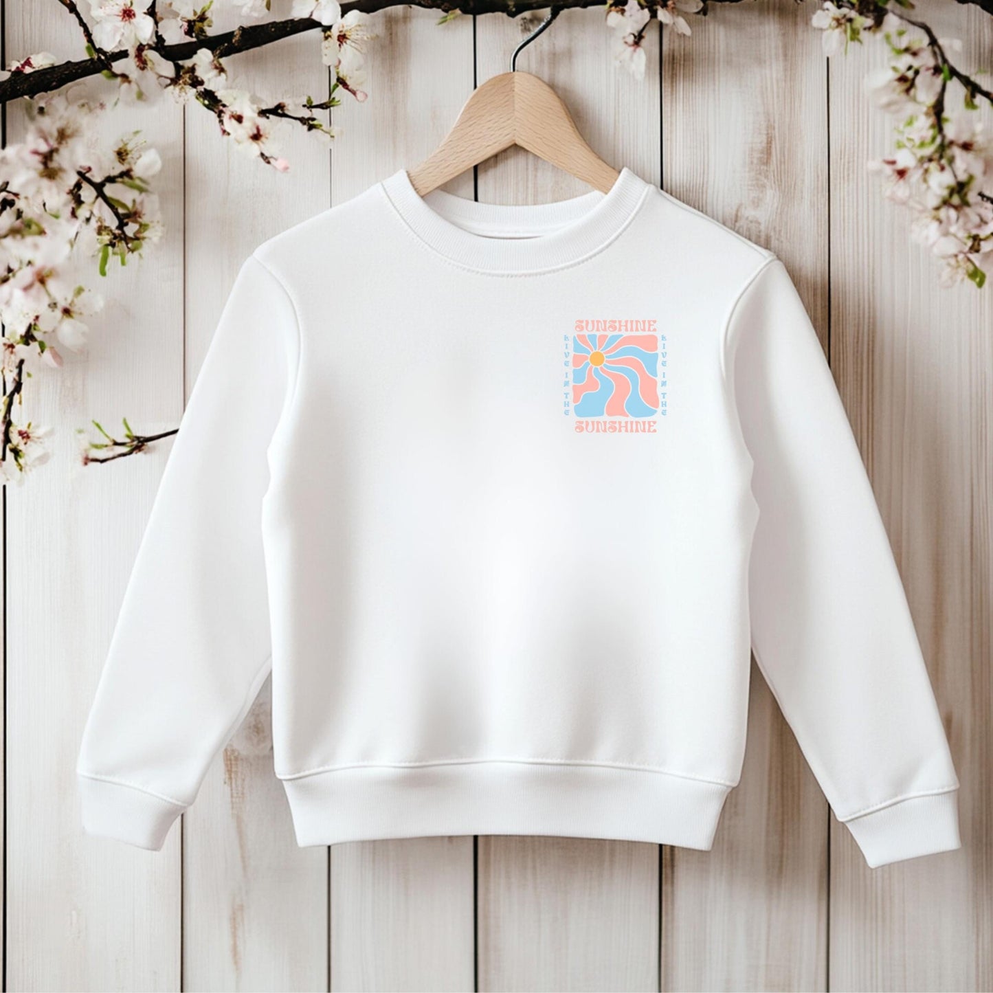 Bügelbild Sunshine Sommer Retro Blau Rosa Pastell Klein Kinder