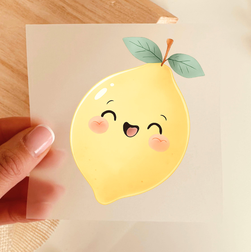 Bügelbild Zitrone Kawaii Gelb Aquarell Nahaufnahme