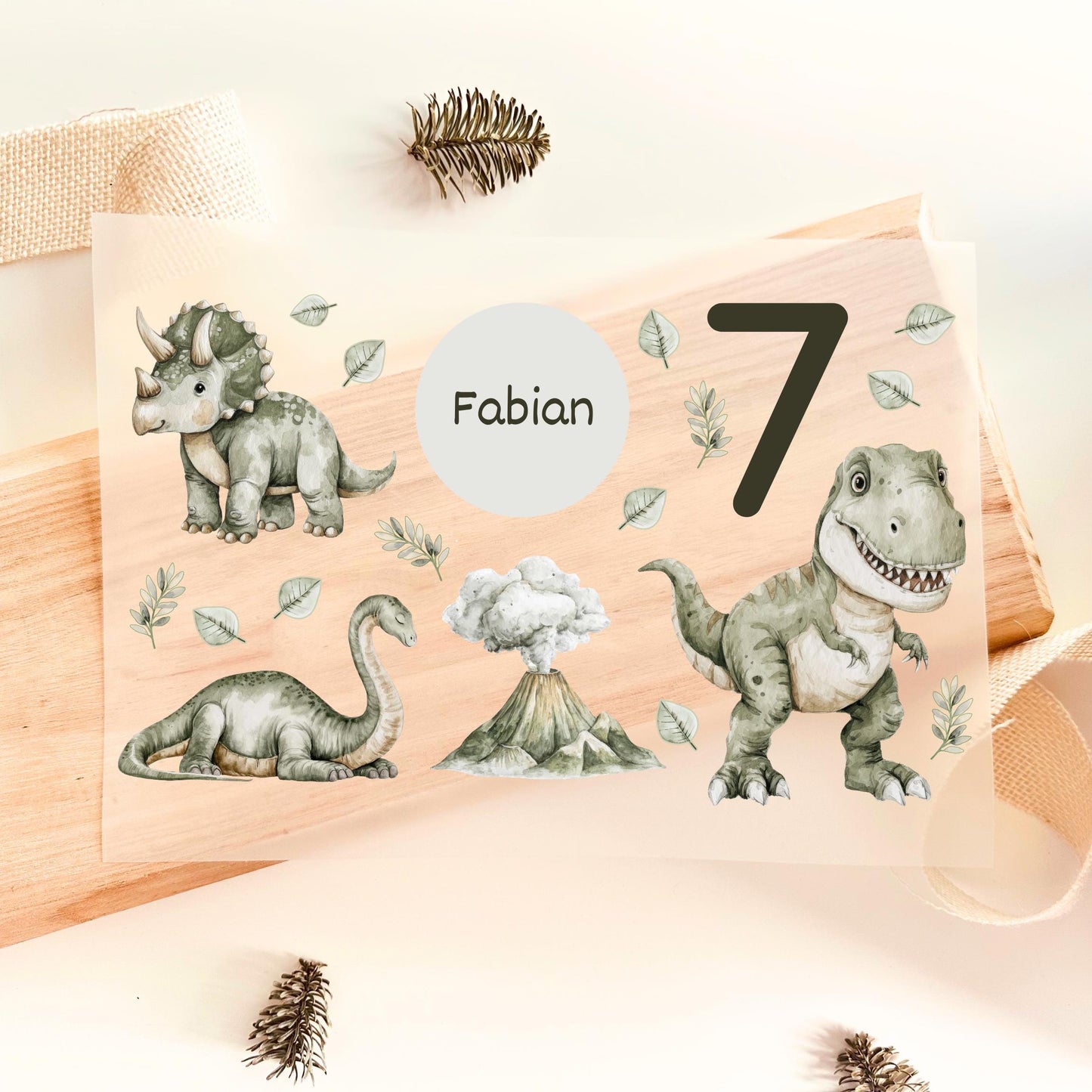 19 Bügelbilder Dinosaurier – Personalisiertes Set zum Aufbügeln für Kinder - Default Title -Eternity 
