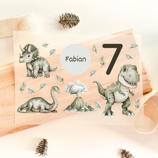 19 Bügelbilder Dinosaurier – Personalisiertes Set zum Aufbügeln für Kinder - Default Title -Eternity 