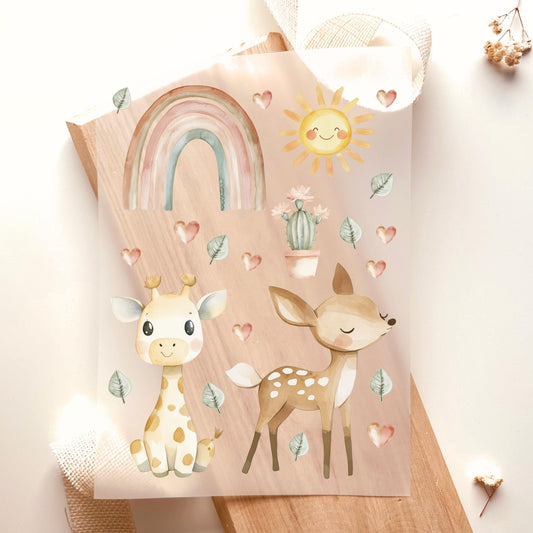 22 Bügelbilder Tiere – Reh, Giraffe & Pastellfarben für Kinderkleidung - Default Title -Eternity 