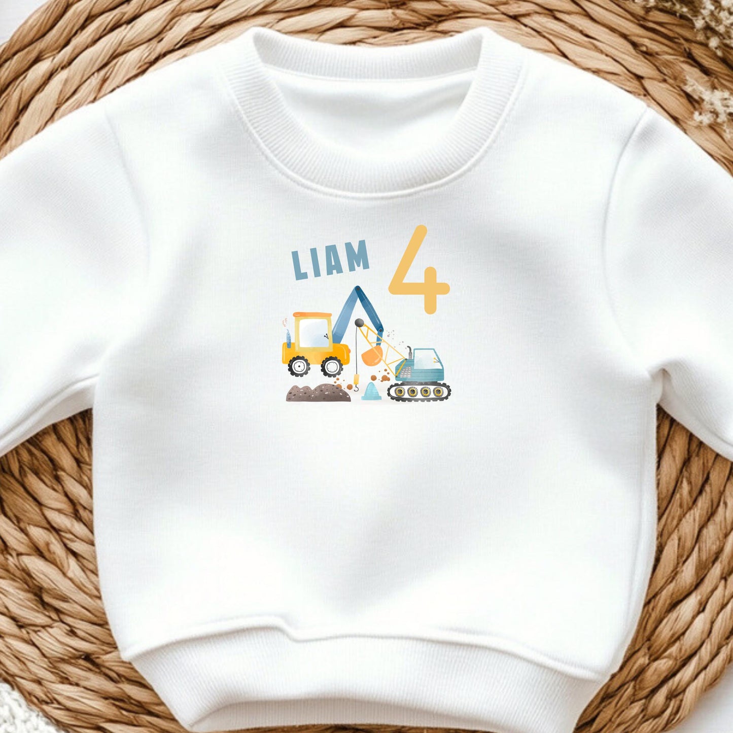 Bügelbild Baustelle zum Aufbügeln – Personalisiert | Bagger & Kindergeburtstag Patches - B 10cm x H 10cm-B 15cm x H 15cm-B 19cm x H 19cm -Eternity 