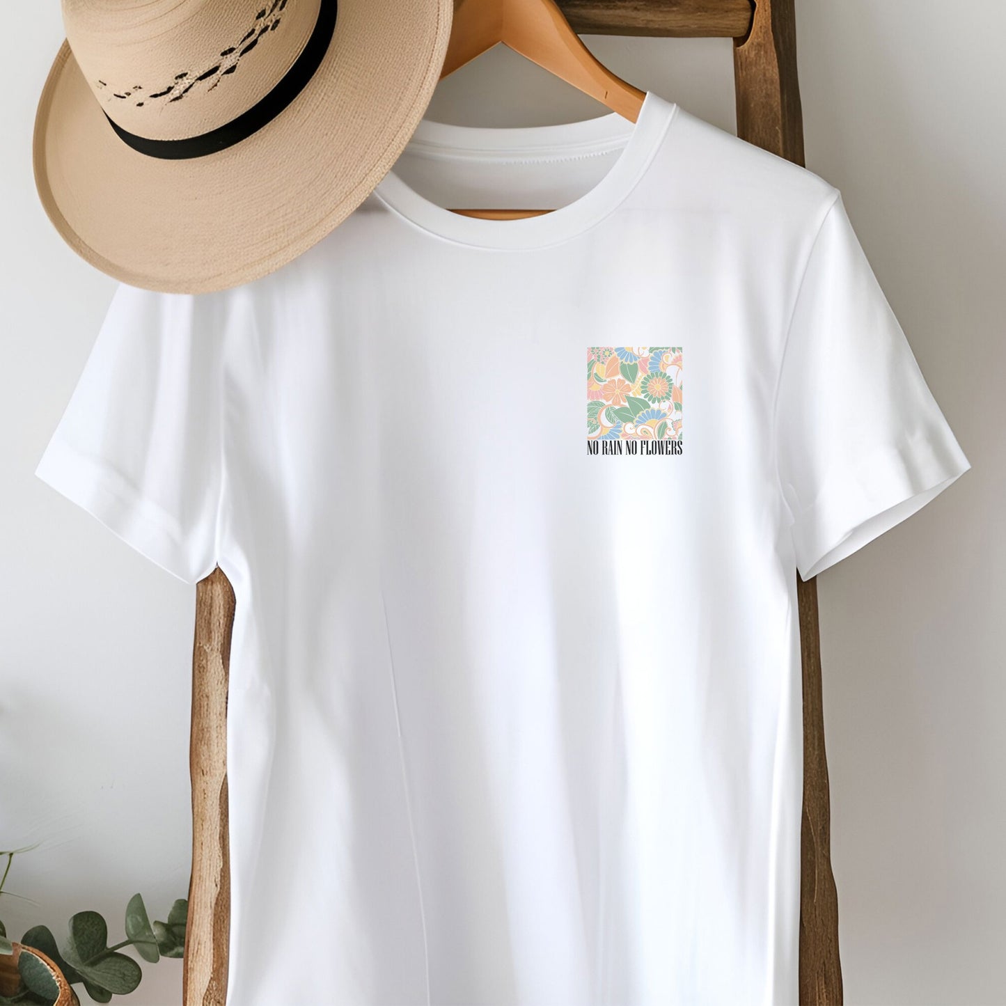 Bügelbild Blumen No Rain No Flowers - Breite 7cm x Höhe 8cm-Breite 10cm x Höhe 11cm-Breite 15cm x Höhe 17cm -Eternity 