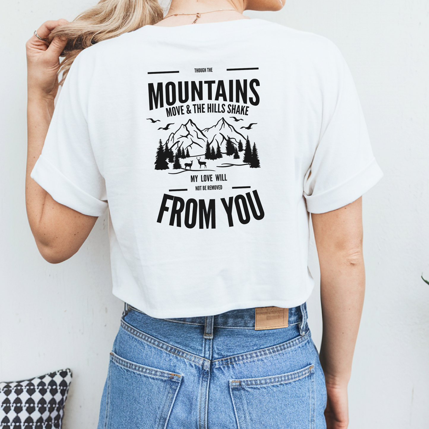 Bügelbild Christlich Mountains Move the Hills - Breite 12cm x Höhe 14cm-Breite 19cm x Höhe 26.5cm -Eternity 