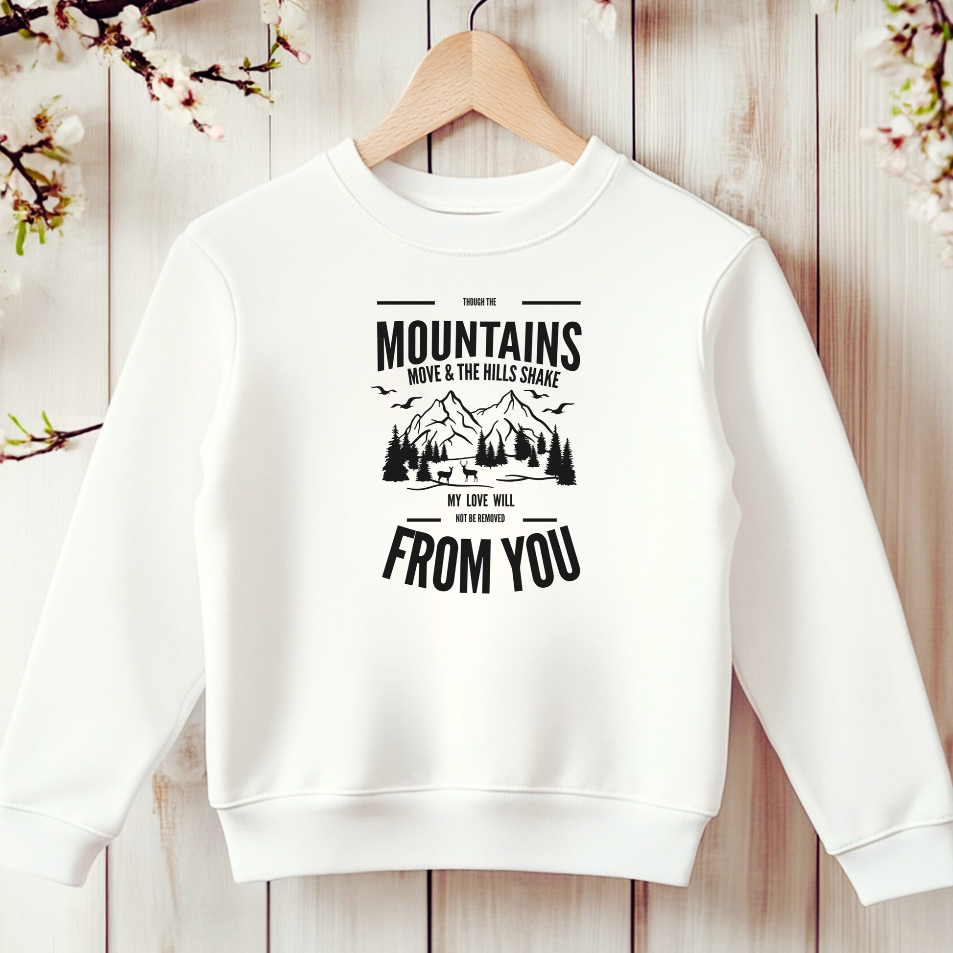 Bügelbild Christlich Mountains Move the Hills - Breite 12cm x Höhe 14cm-Breite 19cm x Höhe 26.5cm -Eternity 