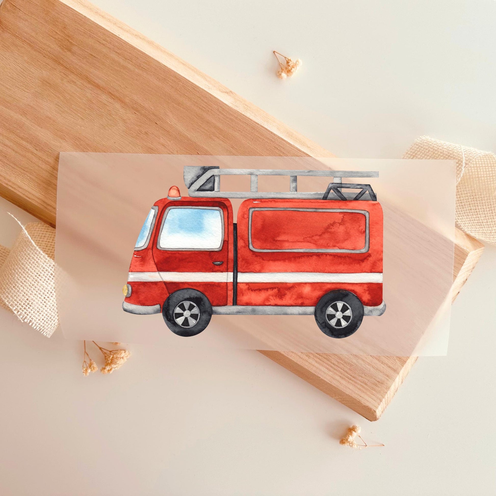 Bügelbild Feuerwehrauto – Großes Bügelmotiv zum Aufbügeln in Rot für Kinder - Default Title -Eternity 