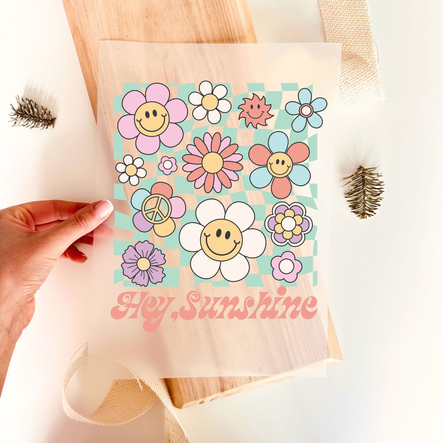 Bügelbild Hey Sunshine Blumen - Option 1: Breite 8cm x Höhe 9cm-Option 1: Breite 12cm x Höhe 14cm-Option 1: Breite 17cm x Höhe 20cm-Option 2: Breite 8cm x Höhe 4cm-Option 2: Breite 12cm x Höhe 6cm -Eternity 