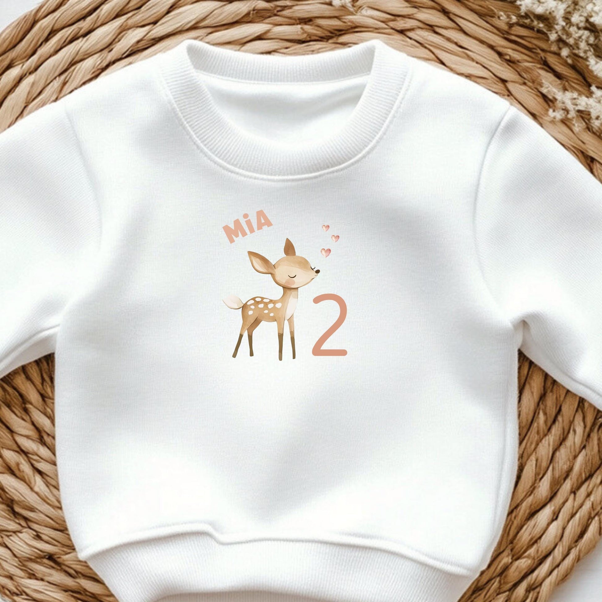 Bügelbild Reh zum Aufbügeln – Personalisiert | Großes Geschenk für Kinder - B 10cm x H 11,4cm-B 15cm x H 17,1cm-B 19cm x H 21,7cm -Eternity 