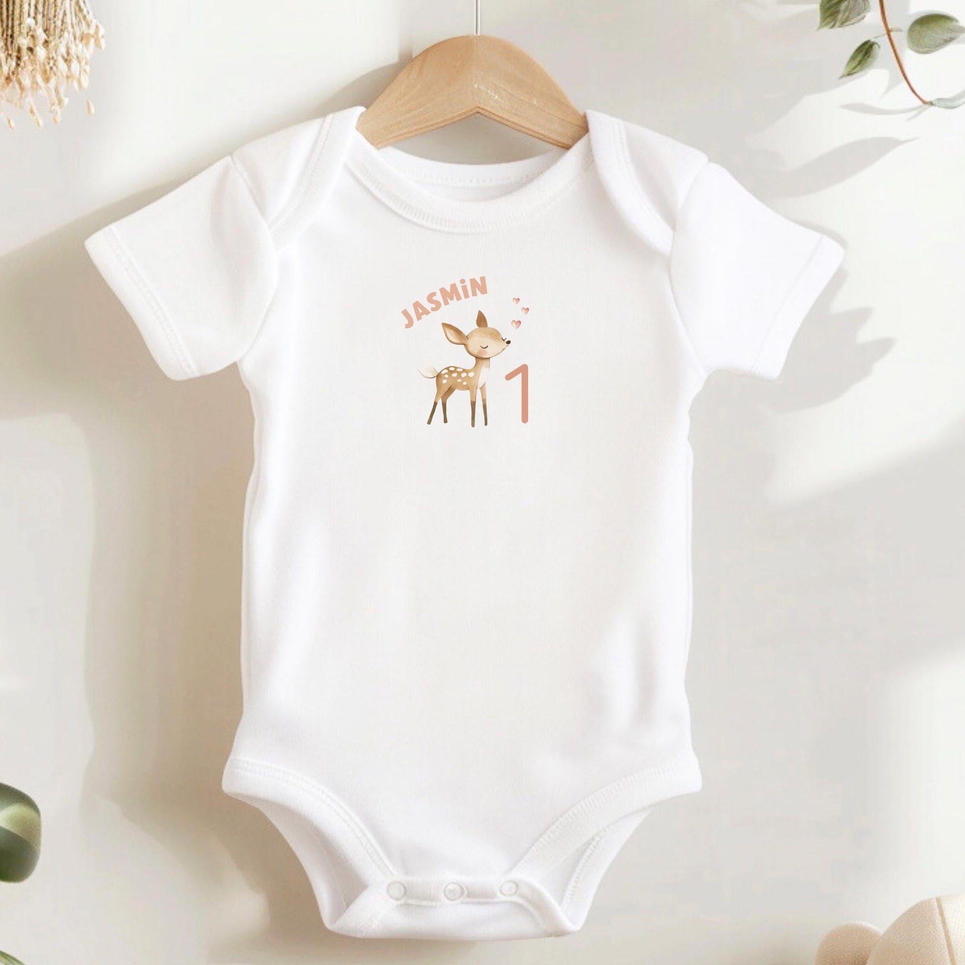Bügelbild Reh zum Aufbügeln – Personalisiert | Großes Geschenk für Kinder - B 10cm x H 11,4cm-B 15cm x H 17,1cm-B 19cm x H 21,7cm -Eternity 