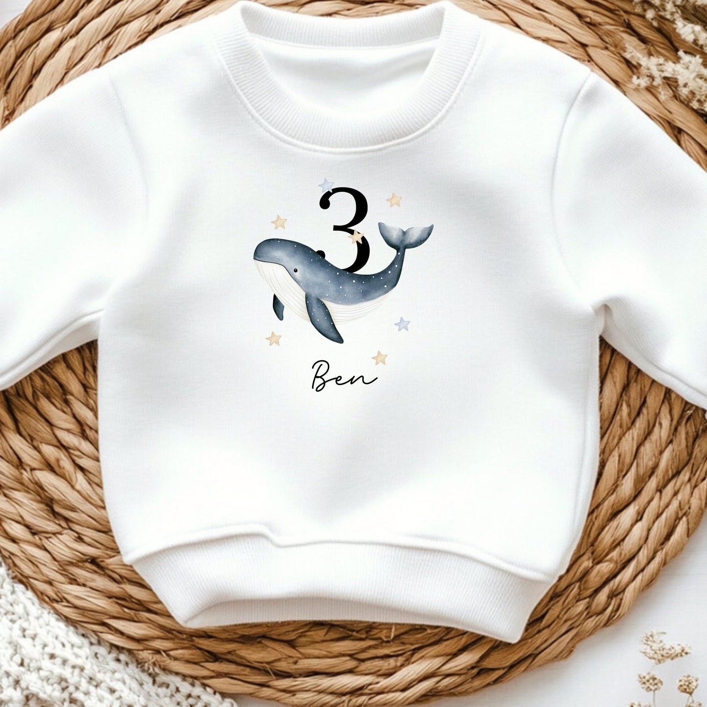 Bügelbild Wal Personalisiert – 3 Größen für Kinderkleidung & DIY - B 10cn x H 12cm-B 15cm x H 18cm-B 19cm x H 23cm -Eternity 