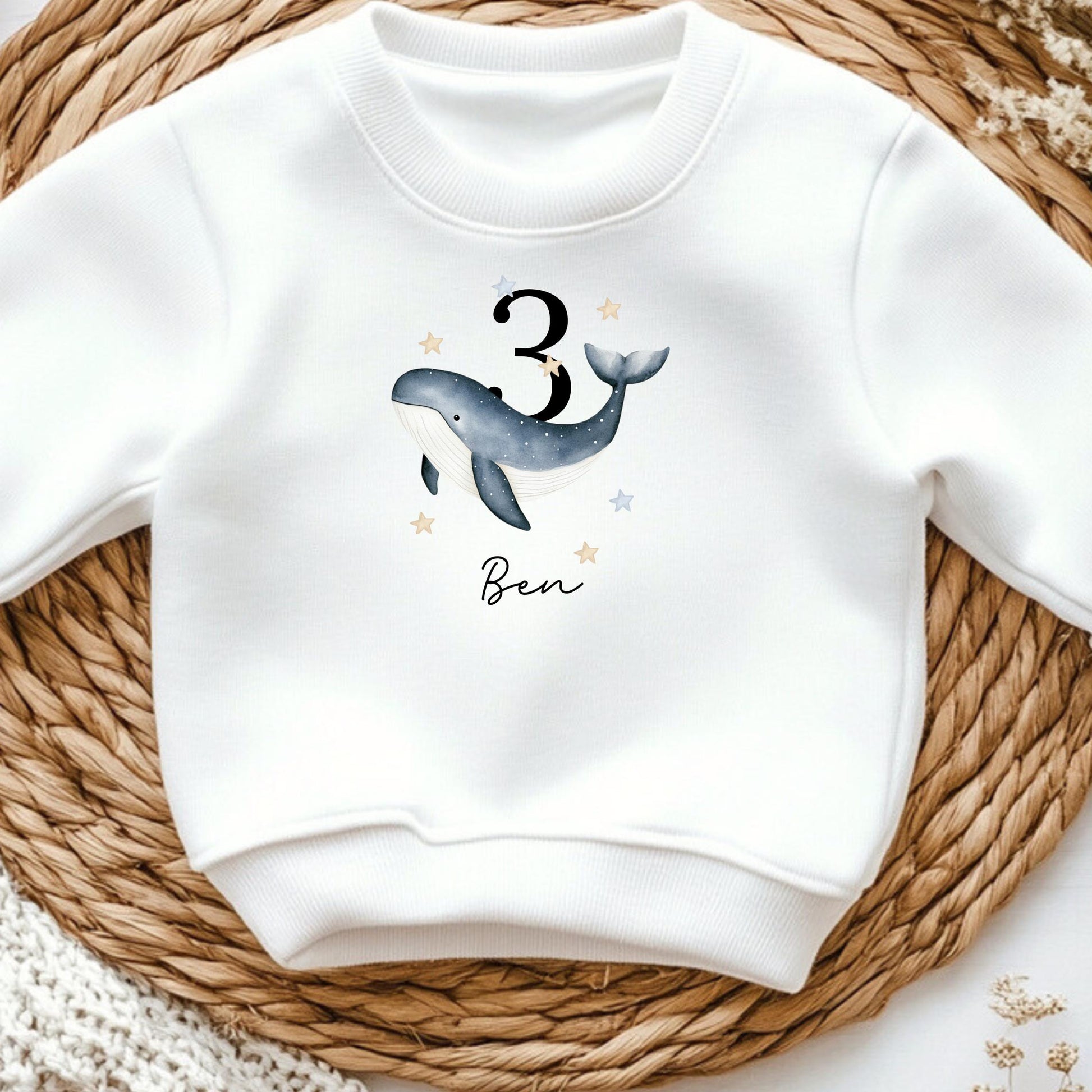 Bügelbild Wal Personalisiert – 3 Größen für Kinderkleidung & DIY - B 10cn x H 12cm-B 15cm x H 18cm-B 19cm x H 23cm -Eternity 