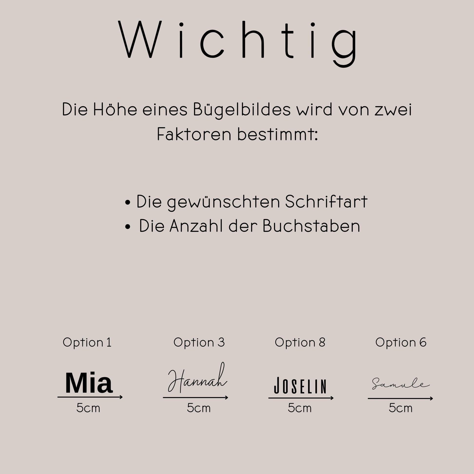 Bügelbild Wunschtext - Breite 8cm / Option 1-Breite 8cm / Option 2-Breite 8cm / Option 3-Breite 8cm / Option 4-Breite 8cm / Option 5 -Eternity 