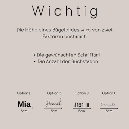 Bügelbild Wunschtext - Breite 8cm / Option 1-Breite 8cm / Option 2-Breite 8cm / Option 3-Breite 8cm / Option 4-Breite 8cm / Option 5 -Eternity 