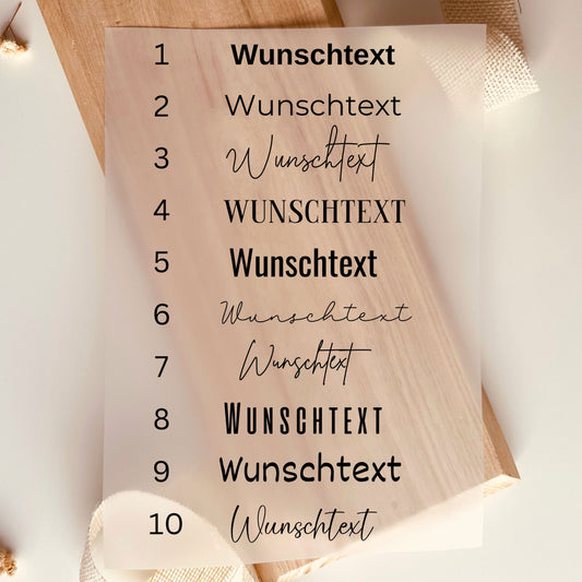 Bügelbild Wunschtext - Breite 8cm / Option 1-Breite 8cm / Option 2-Breite 8cm / Option 3-Breite 8cm / Option 4-Breite 8cm / Option 5 -Eternity 