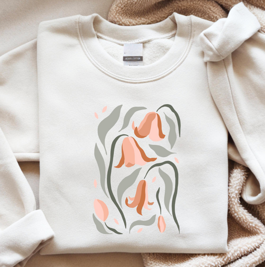 Bügelbild Wildblumen Boho – Abstrakte Tulpen Aufbügler Damen