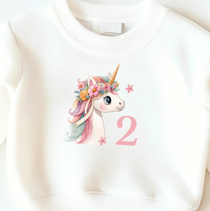 Bügelbild Einhorn Geburtstag – Personalisiert mit Zahl Mädchen