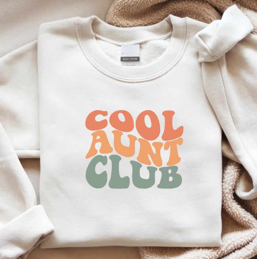 Cool Aunt Club Bügelbild – Retro Aufbügler Tante Schriftzug