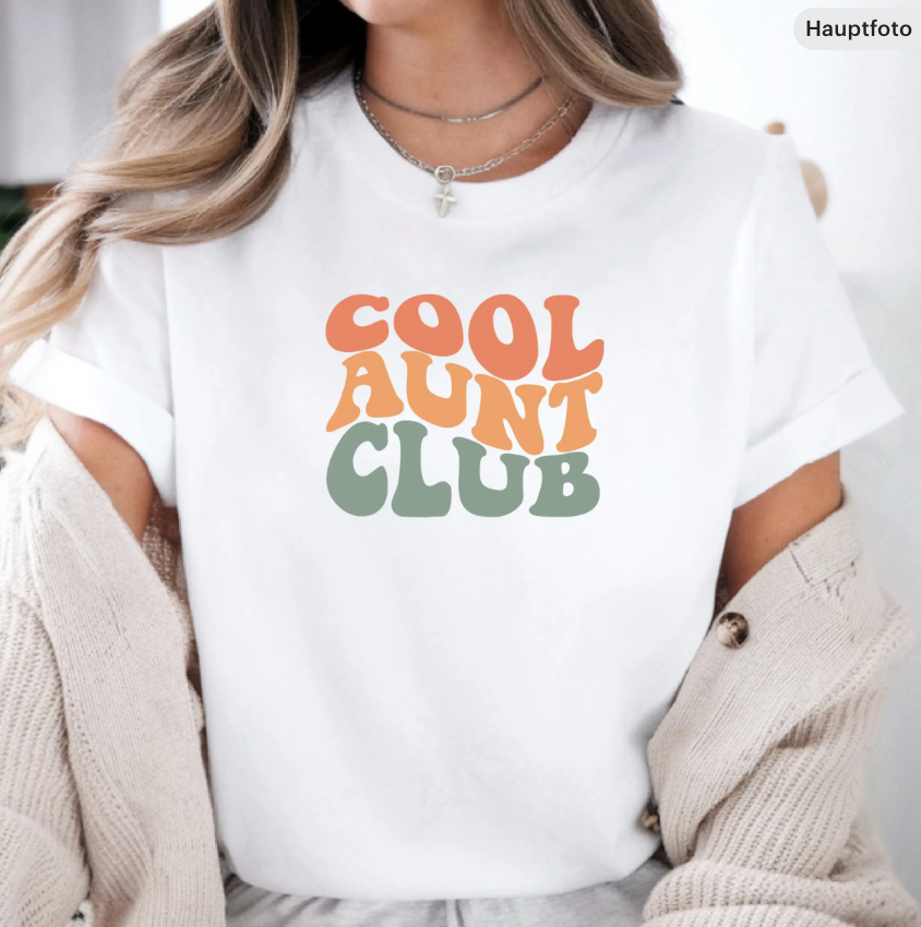 Cool Aunt Club Bügelbild – Retro Aufbügler Tante Schriftzug