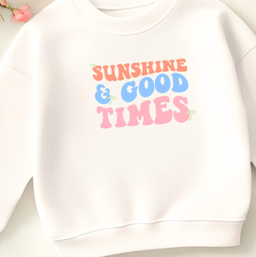 Bügelbild Sunshine & Good Times – Sommer Retro Aufbügler