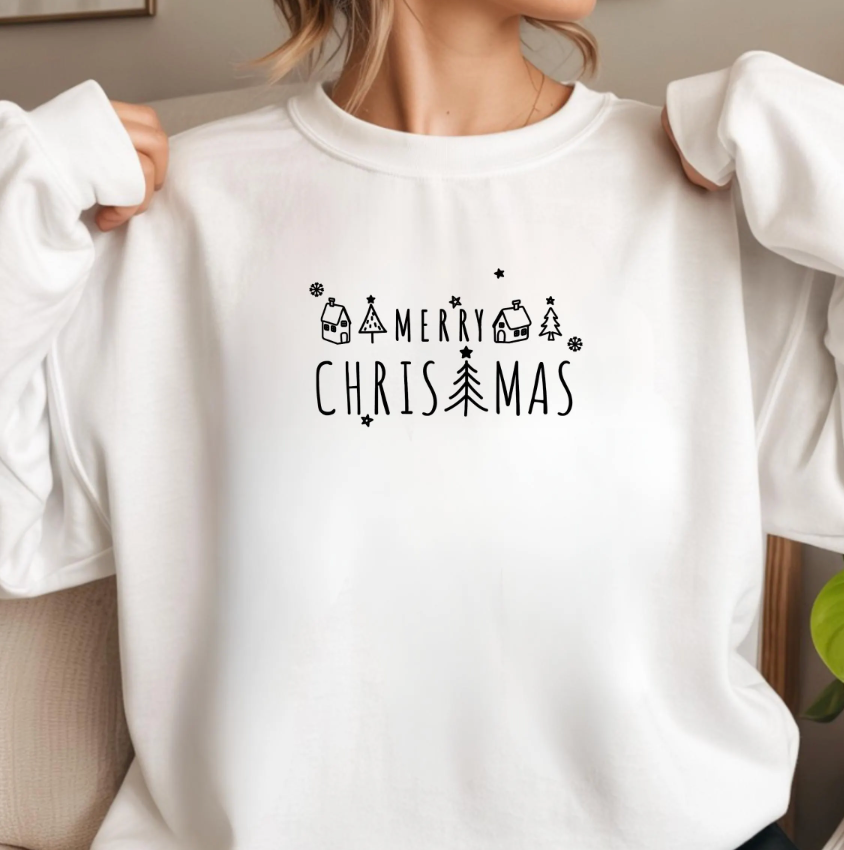 Merry Christmas Bügelbild – Weihnachten Aufbügler Schriftzug