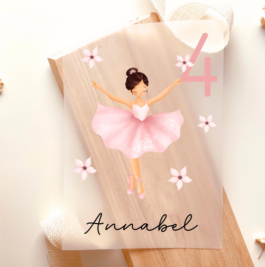 Bügelbild Ballerina Mädchen – Personalisiert mit Name & Zahl