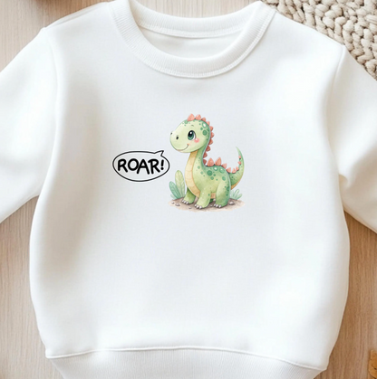 Dino Bügelbild Set für Kinder – Dinosaurier mit Zahl & ROAR Motiv