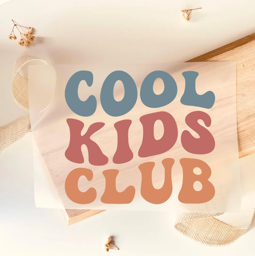 Cool Kids Club Bügelbild – Retro Aufbügler Kinder Schriftzug