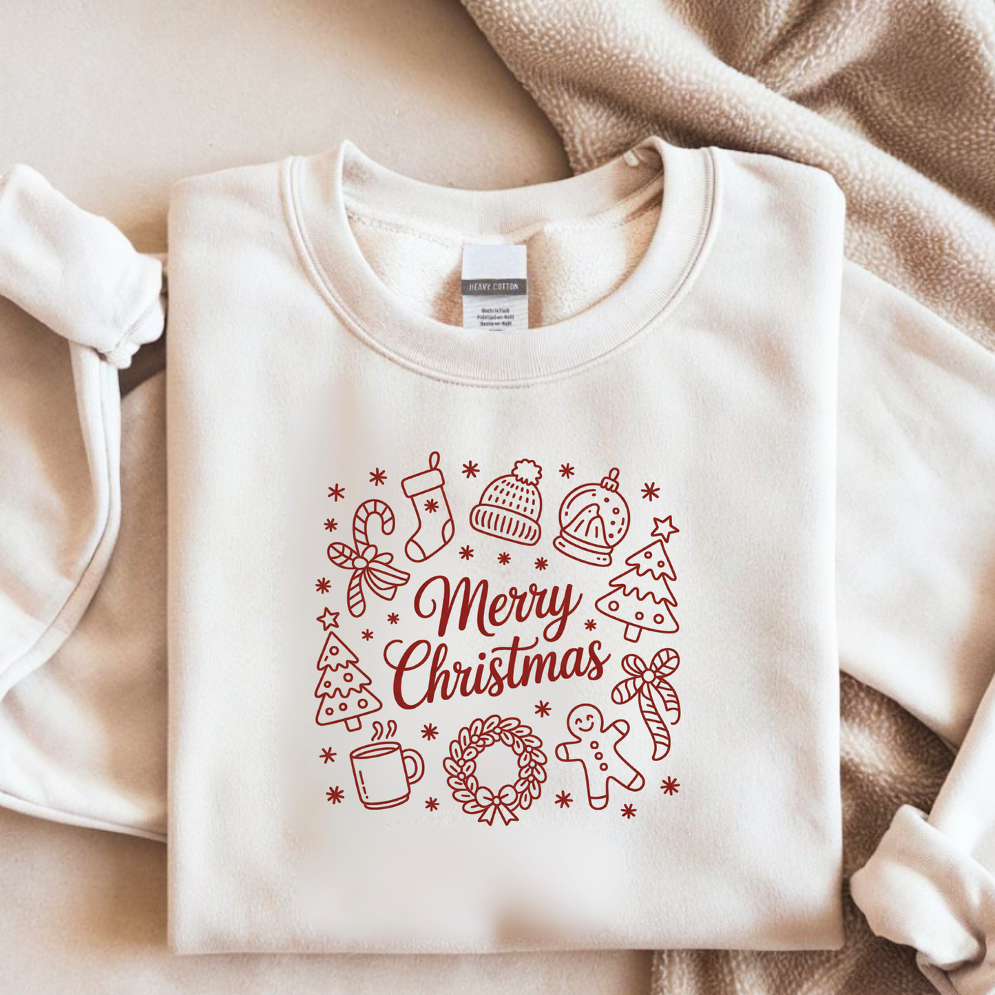 Bügelbild Merry Christmas  – Tannenbaum  –  Weihnachtliche Motive