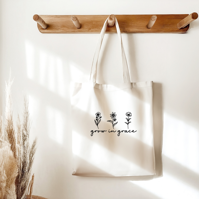 Tasche, Jutetasche, Geschenk Idee Weihnachten, Geschenkidee Geburtstag, Christliche Geschenke, Bügelbilder Christlich, Christliche Geschenkidee, Tasche Be Kind, Jutetasche Christlich, Grow in Grace Tasche