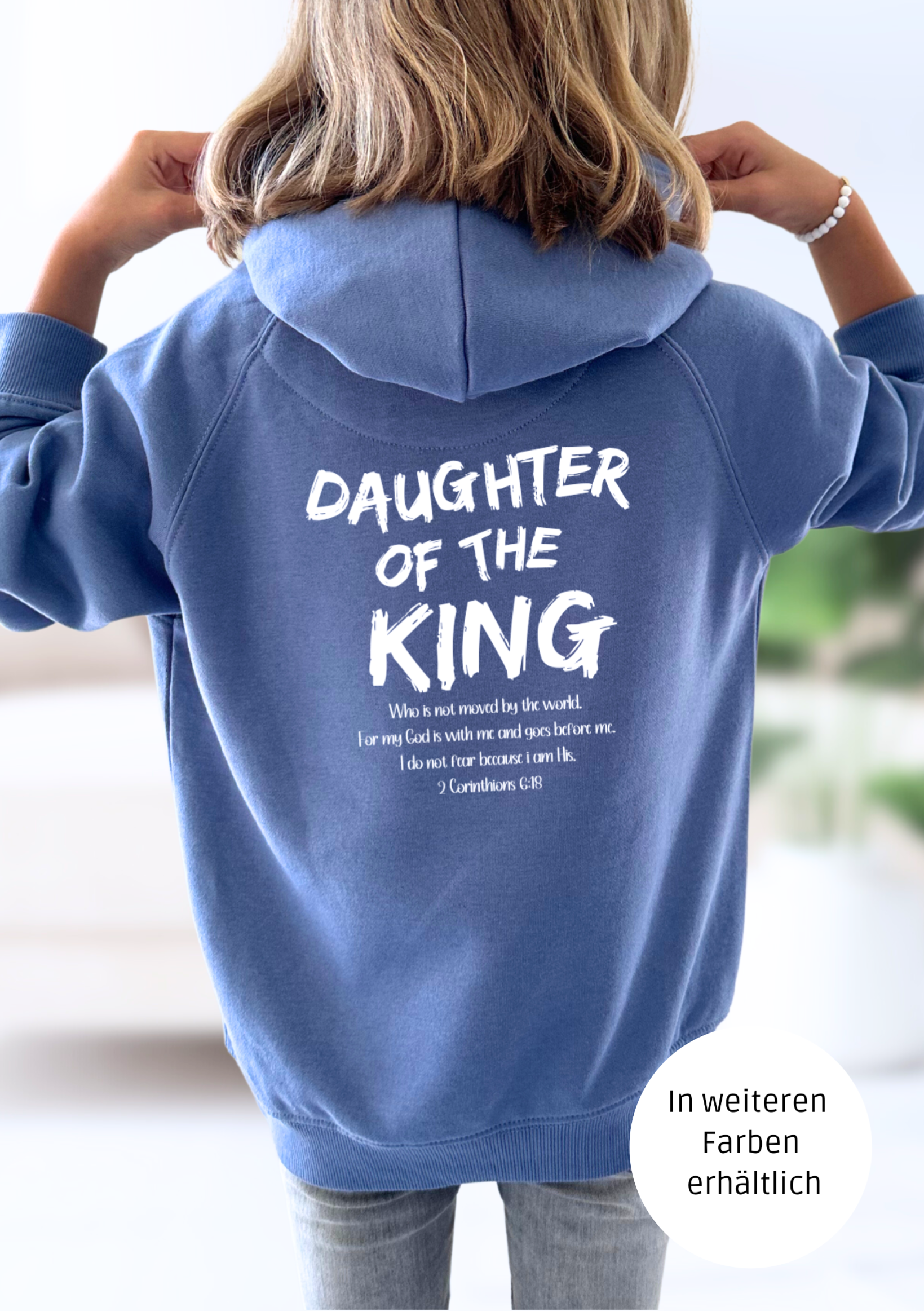 Eternity Mädchen Hoodie Christlich Daughter of the King Overzize schwarz dunkelblau Weiss Geschenk Geburtstag Geschenk Weihnachten 