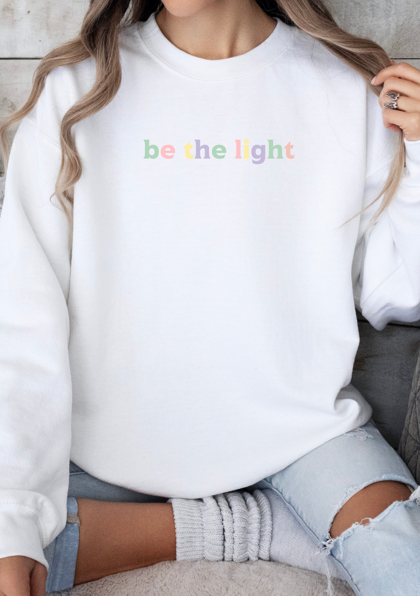 Eternity Be the Light Jesus Sweatshirt Oversize Weiss Gott Christlich Eternity