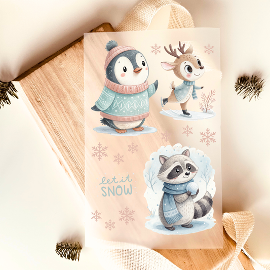 15 Bügelbilder Winter – Pinguin, Reh, Dachs & Schneeflocken