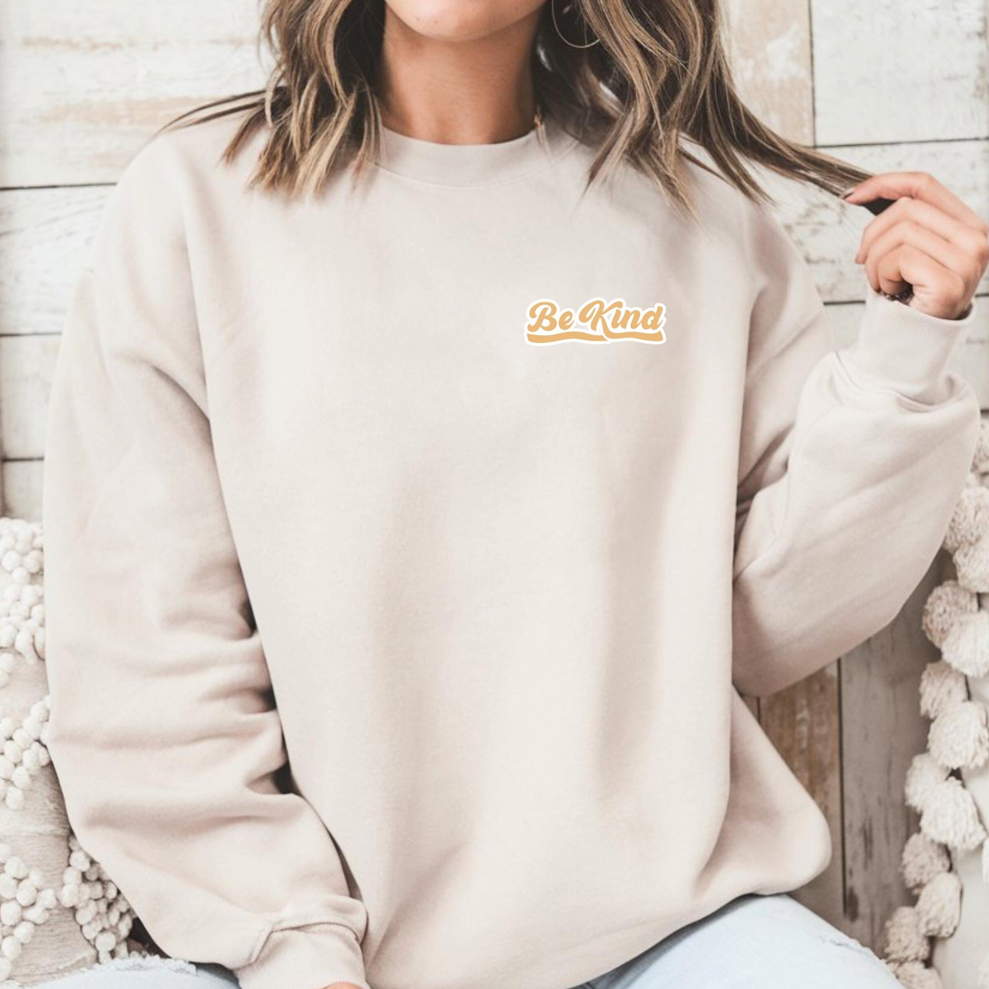 Bügelbild Be Kind Schriftzug Retro Pastell Rosa Klein Damen