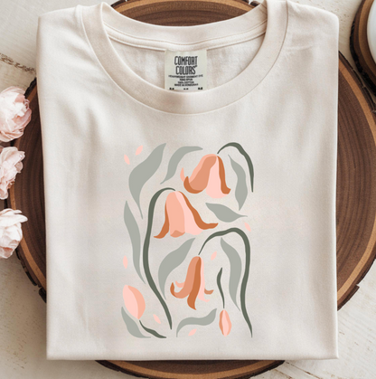 Bügelbild Blumen Abstrakt Boho Apricot Grün Groß