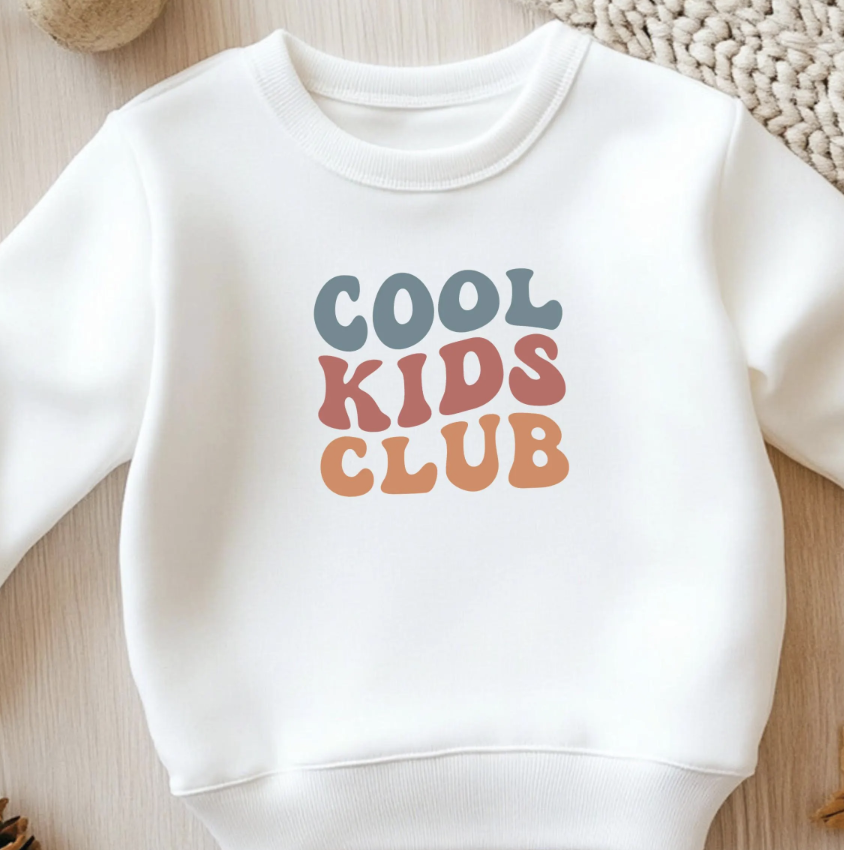 Bügelbild Cool Kids Club Schriftzug Retro Bunt Klein Kinder
