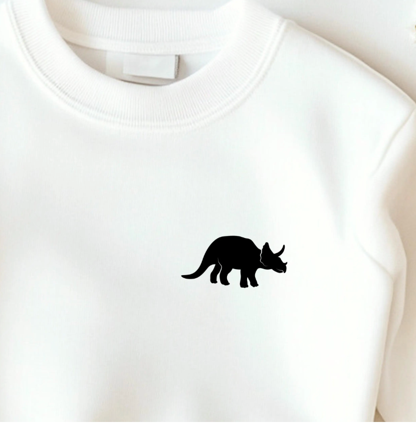 Bügelbild Dinosaurier Triceratops Silhouette schwarz für Kinder