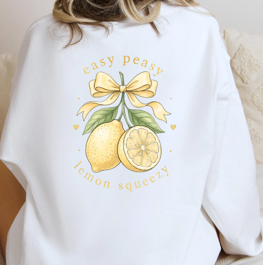 Bügelbild Easy Peasy Lemon Squeezy Zitronen Gelb Aquarell Rückenprint