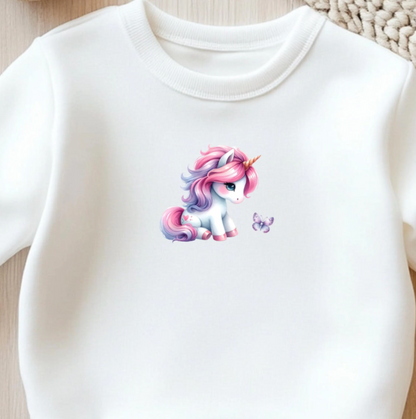 Bügelbild Einhorn Sitzend Aquarell Pastell Rosa Lila Klein Mädchen Kinder