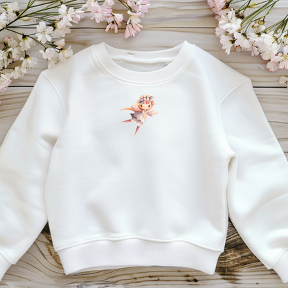 Bügelbild mit kleiner Fee und Blumenkranz im Aquarell-Stil zum Aufbügeln für Kinder