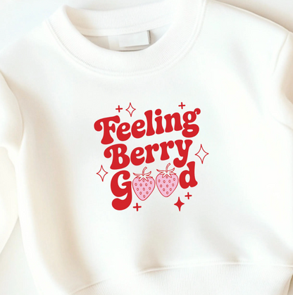Bügelbild Feeling Berry Good Erdbeere Retro Rot Rosa Klein Kinder