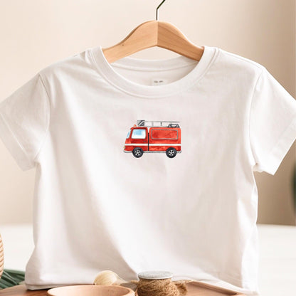 Bügelbild Feuerwehrauto Aquarell Rot Klein Jungen Kinder