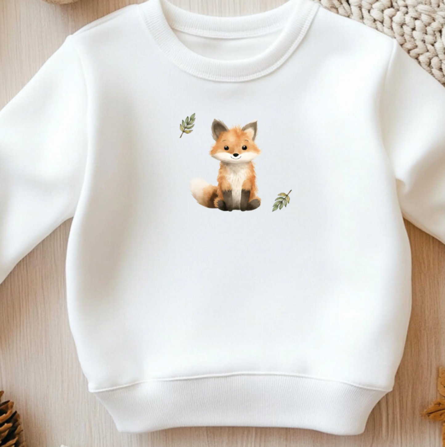 Bügelbild mit kleinem Fuchs im Aquarell-Stil zum Aufbügeln für Babykleidung