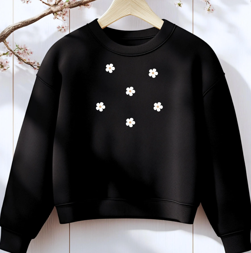 Bügelbild Gänseblümchen Weiß Minimalistisch Retro Verteilt