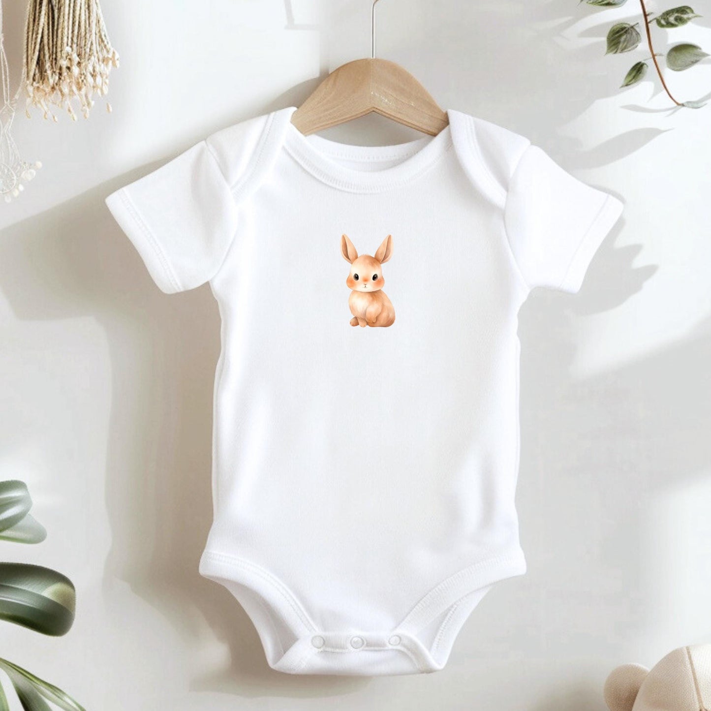 Bügelbild Hase Waldtier Aquarell Braun Beige Klein Baby