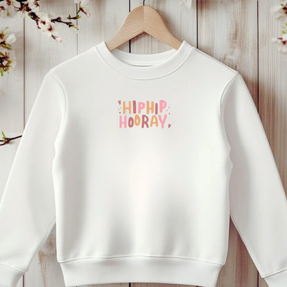 Bügelbild Hip Hip Hooray Schriftzug Pastell Bunt Klein Kinder