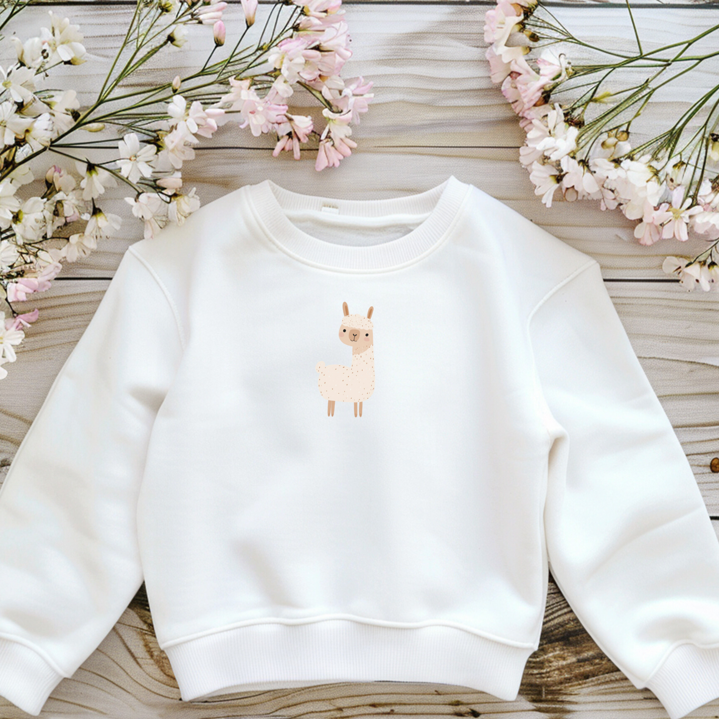 Bügelbild mit kleinem Lama im Aquarell-Stil zum Aufbügeln für Kinderkleidung