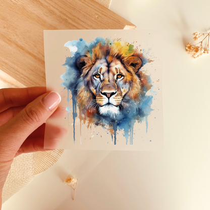 Bügelbild-Transferfolie mit Löwenkopf im Aquarell-Stil